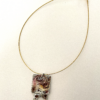 Collier avec médaillons carrés 30 et 20 mm, couleur : rose