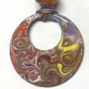 Collier avec médaillon diamètre 48 mm, couleurs : Brun-beige- rose- jaune