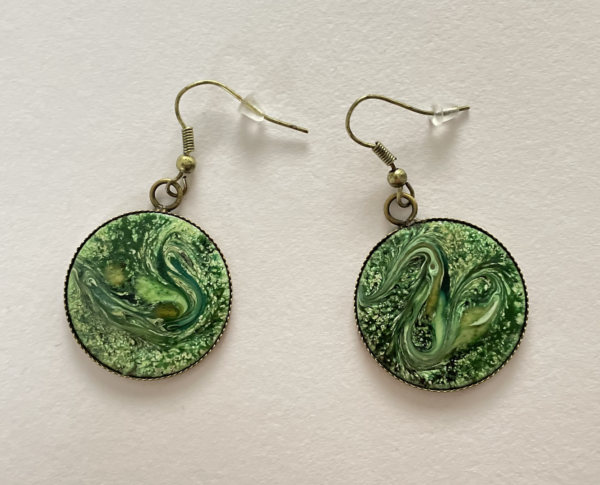 Paire de boucles d'oreilles rondes, couleur vert diamètre 25 mm