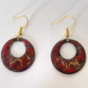 Paire de boucles d'oreilles  rouge et noir diamètre 25mm